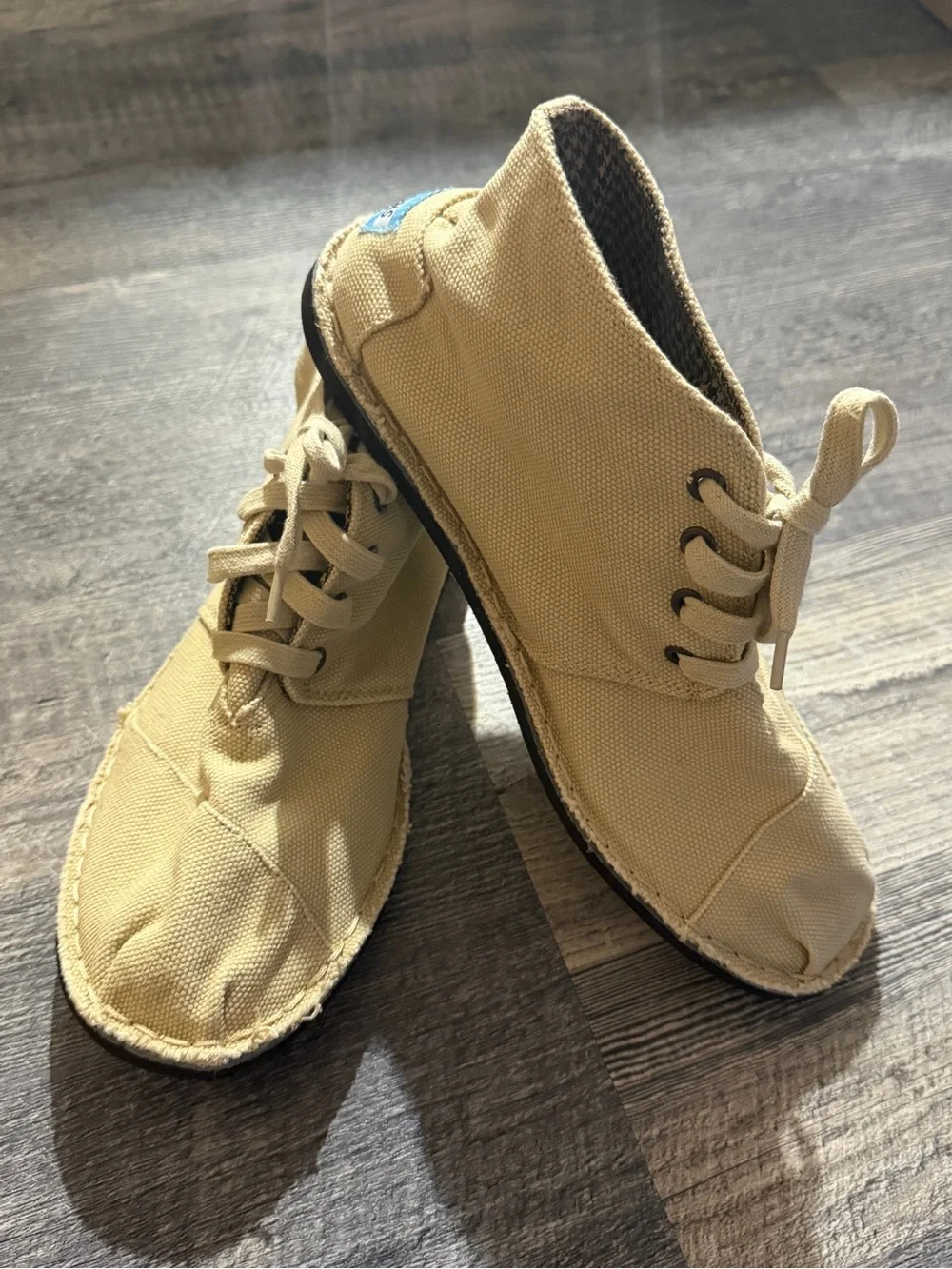 TOMS Beige Canvas Lace-Up Casual Shoes Men’s 9.5